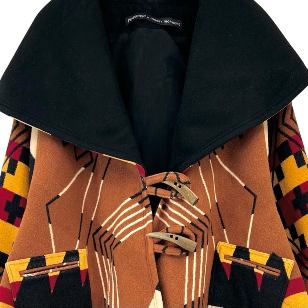 Lindsey Thornburg x Pendleton Brown Native American Print Wool Cape Cloak Coat - Picture 4 of 14
